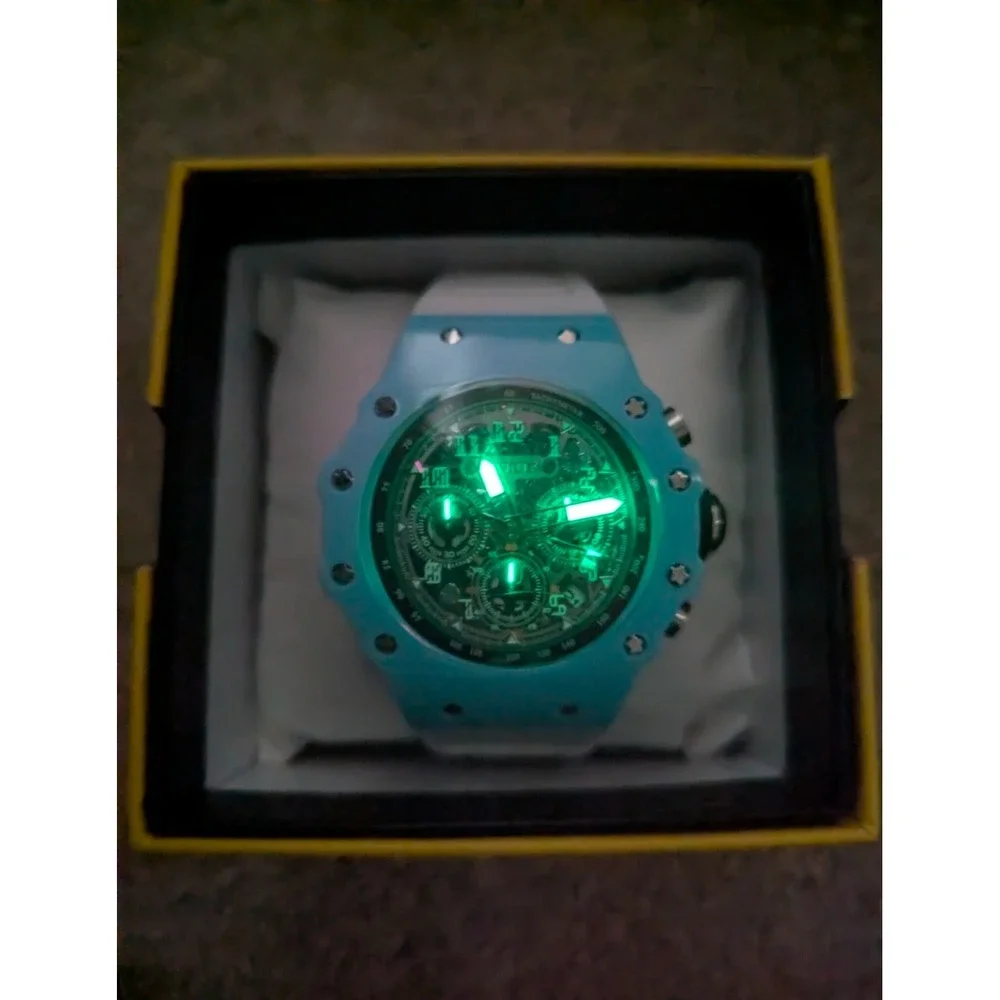Invicta Racing Vaulthan 69673 Men Watch 44mm Blue White Silicone Chronograph NEW